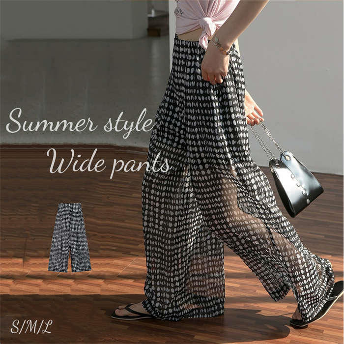 ワイドパンツレディースきれいめ夏シ...