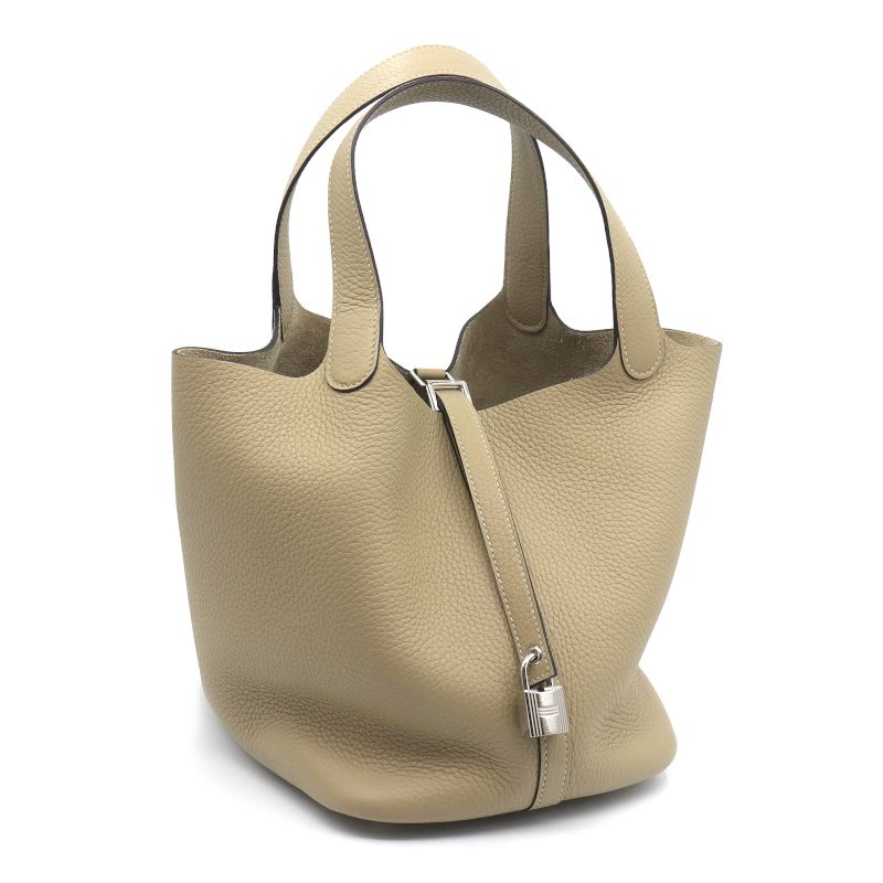 [返品OK] エルメス ピコタンロックMM K刻印 2025年製 トリヨンクレマンス トレンチ ハンドバッグ 手提げバッグ ベージュ シルバー金具 【中古】【送料無料】のサムネイル