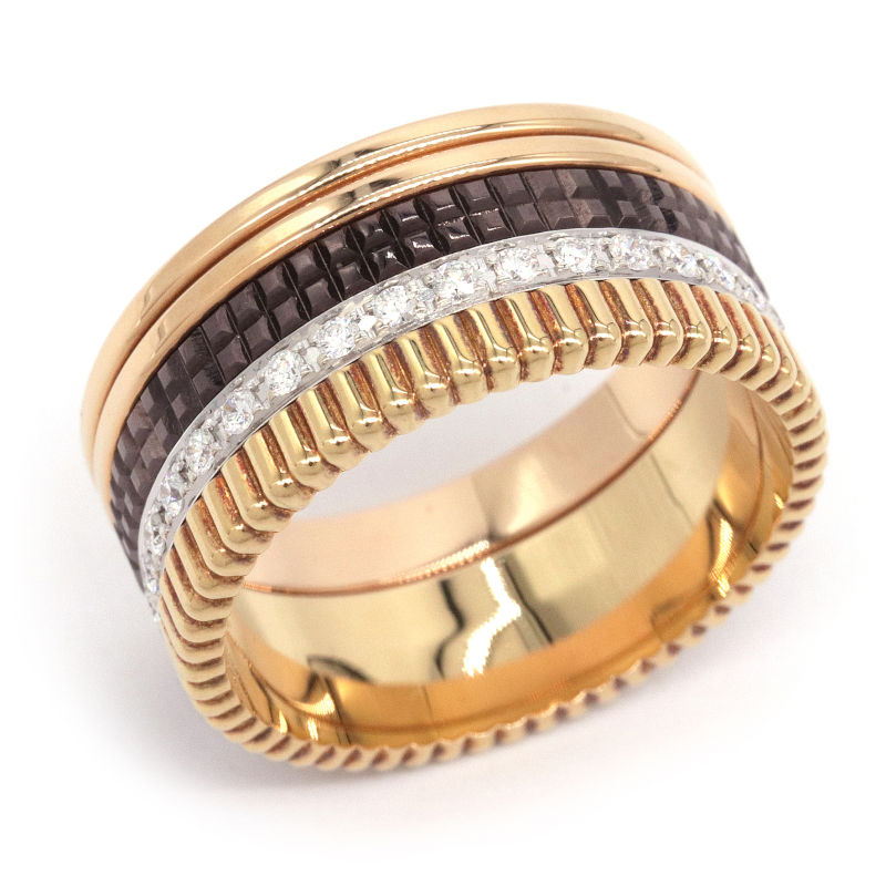 [返品OK] ブシュロン キャトルリング ラージサイズ #70 約30号 内径22.5mm K18YG ダイヤモンド ブラウンPVD 幅広 イエローゴールド【中古】【送料無料】のサムネイル