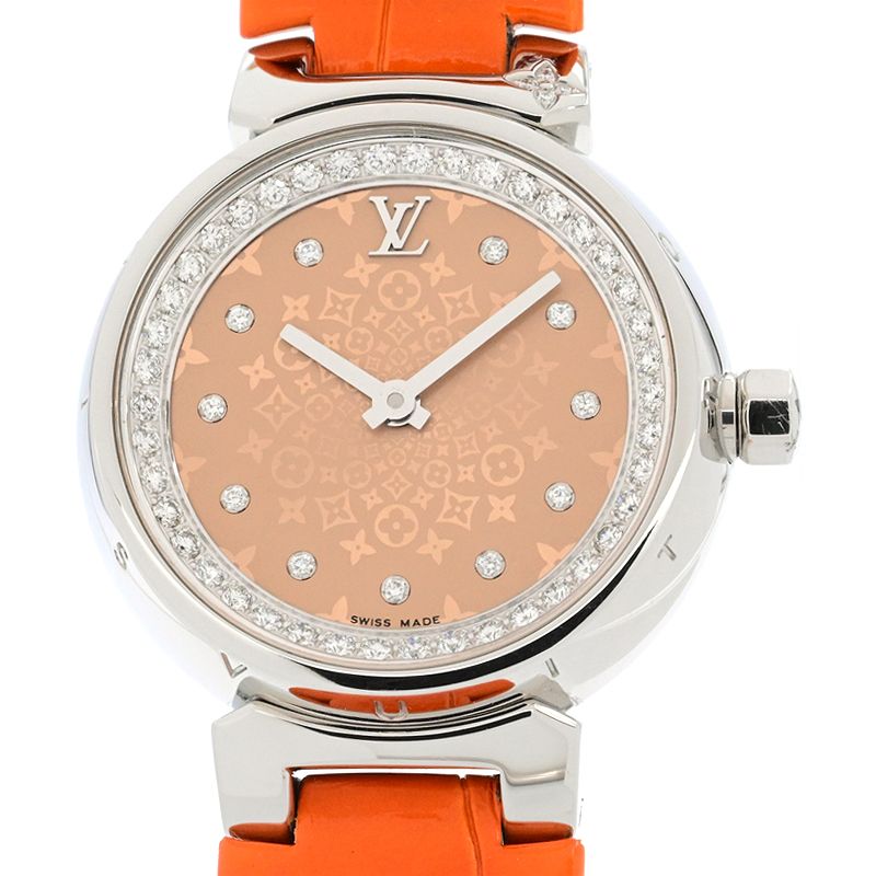 [3年保証/返品OK] ルイヴィトン レディース タンブール Q12MO1 Q12MO ダイヤインデックス モノグラム ベージュ クオーツ 腕時計【中古】【送料無料】