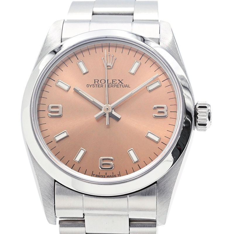 [3年保証/返品OK] ロレックス ボーイズ オイスターパーペチュアル 67480 U番 箱保 アラビア数字×バー ピンク 自動巻き 腕時計【中古】【送料無料】