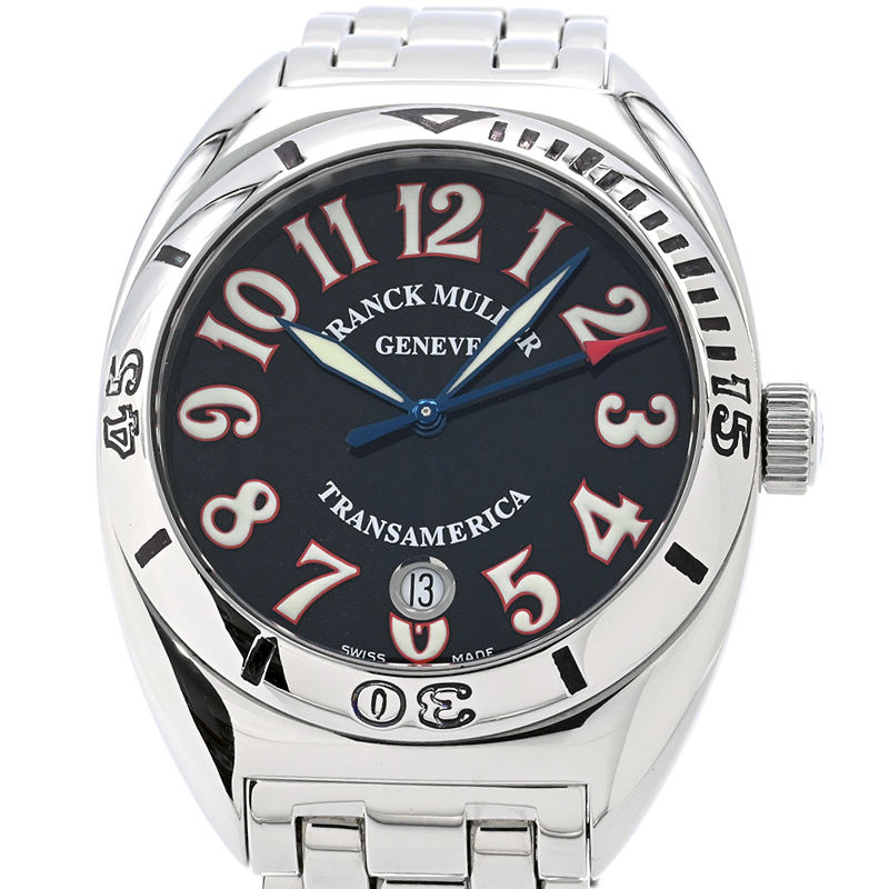 [3年保証/返品OK] フランクミュラー メンズ トランスアメリカ 2000SCP カレンダー デイト ブラック 黒文字盤 自動巻き 腕時計【中古】【送料無料】