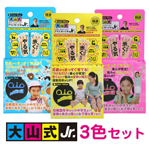 【公式】大山式 ボディメイクパッド ジュニア 3色セット 外出できないお家時間を楽しく！運動不足を解消！子供のねこ背や骨盤の歪みに！つけて歩くだけ 背筋ピーン 500万個突破/足のサイズ15~23センチのお子様用（左右セット）