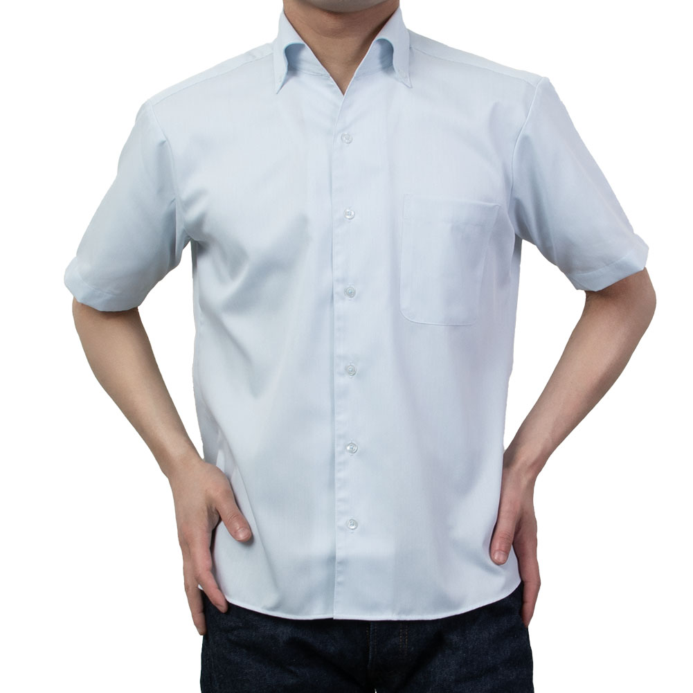 半袖ワイシャツ 形態安定 吸水速乾 ミント スキッパー ボタンダウン レギュラーフィット メンズ クールビズ オフィスカジュアル 2507ft 2506CL