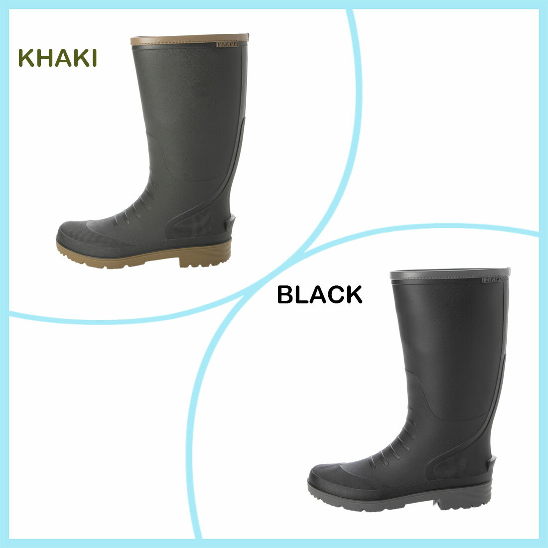 メンズ ロング レインブーツ アウトドアブーツ ワークブーツ 長靴 雨靴 完全防水 防滑底 軽量 エラストマー TPE パイピング加工 抗菌 防臭 カップインソール マット調 3E 幅広 黒 ブラック カーキ 24.0 24.5 25.0 25.5 26.0 26.5 27.0 aw_23081