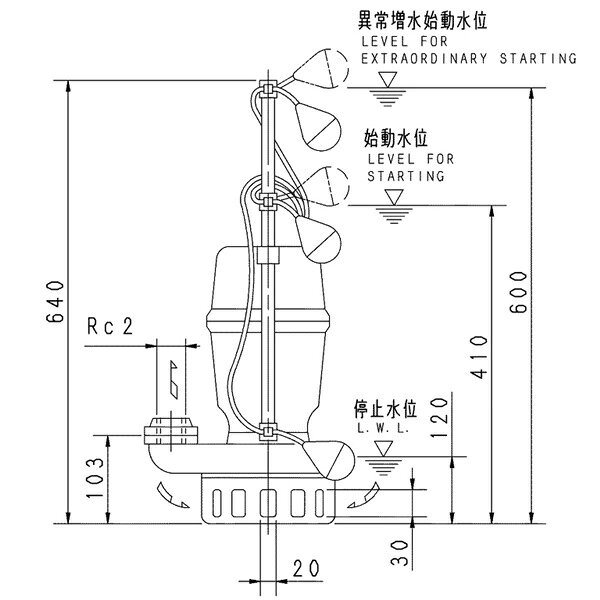 Rakuten - 荏原 エバラ 【50DNJ5.4】 雑排水ポンプ 三相 0.4kW 2極 50Hz モータ駆動 自動交互形