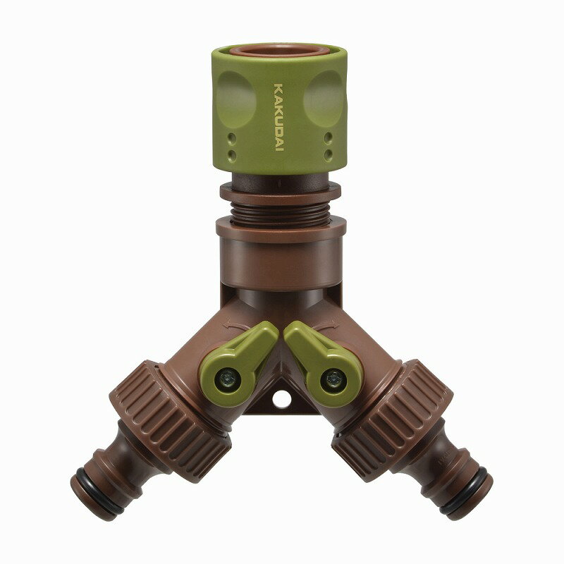 GAONA ガオナ KAKUDAI カクダイ 【GA-QA083】 止水コック付き分岐コネクター 分水用 同時通水可能 Y型 三股 ワンタッチ 取り付け