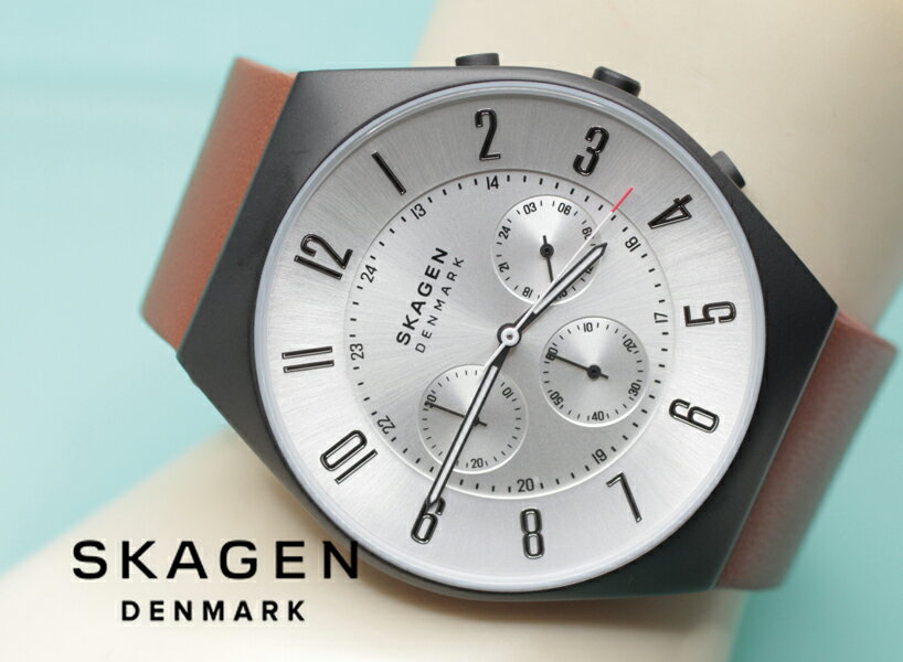 スカーゲン SKAGEN 腕時計 グレーネン Grenen クロノグラフ ミディアムブラウン レザーウォッチ SKW6823 クォーツ 42ミリ 3針 ステンレスケース 北欧 シンプル 正規品 送料無料