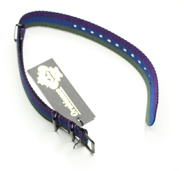 オロビアンコ純正時計バンド パープル色 オリーブ色 ブルー色の3色のラインがオシヤレ！ 一本通しのカジュアルなナイロンバンド 20ミリ用 OR-KANBIO- Purple-Olive-Blue【正規品】 【送料無料】