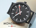 モンディーン モンディーン MONDAINE essence エッセンス 41ミリ 男性ウォッチ 鉄道時計 ブラック文字盤 ウレタンストラップ MS1.41120.RB 正規品 送料無料