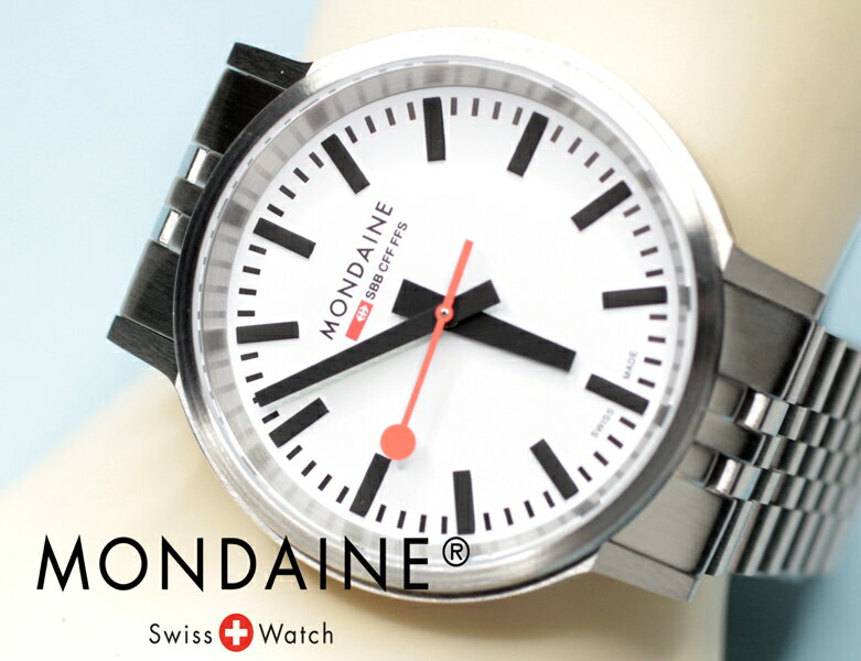 モンディーン MONDAINE モンディーン Stop2Go ストップ・トゥ・ゴー ホワイト文字盤 41mm スイス国鉄オフィシャル鉄道ウォッチ リューズレスケース バックライト機能 ステンレスベルト 【MST.4101B.SJ.2SE】正規品 送料無料