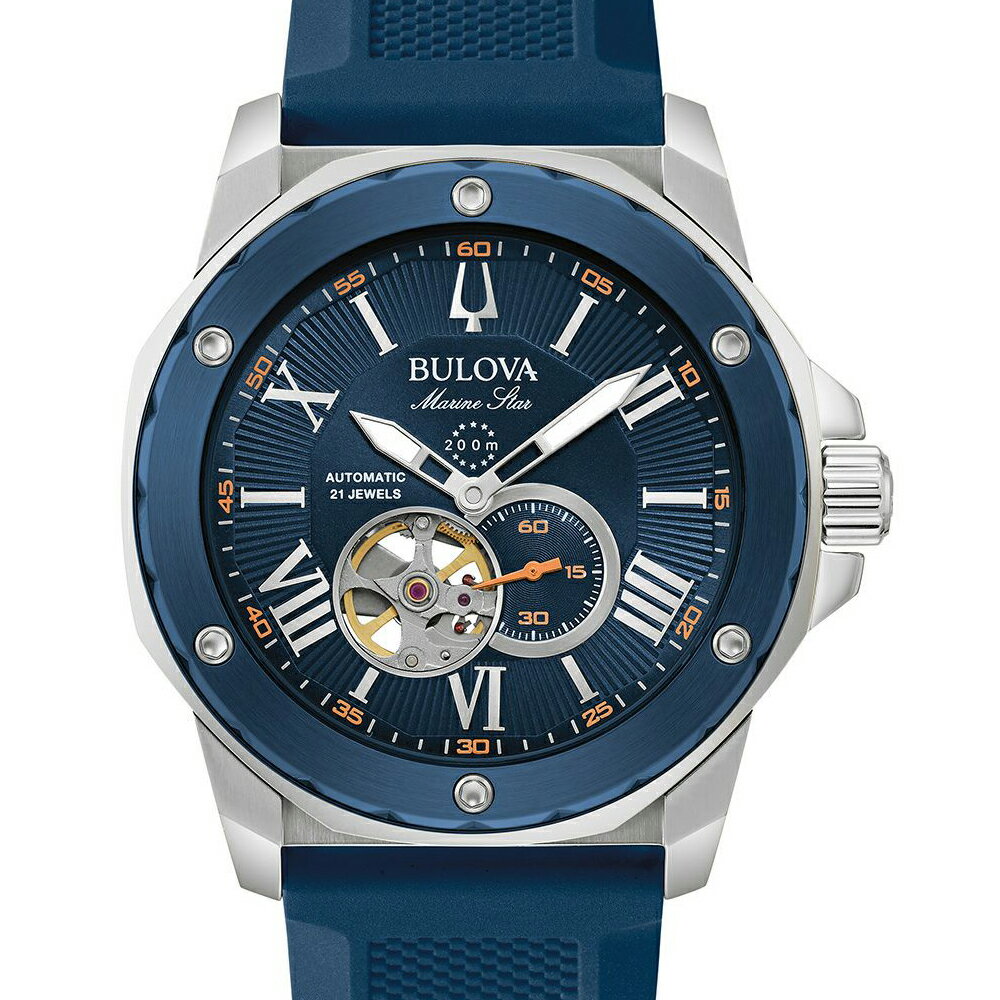 【BULOVAトートバック プレゼント】 ブローバ BULOVA 腕時計 メンズ 自動巻き マリンスター Marine Star ネイビー 98A303 正規品 メーカー3年間保証 送料無料