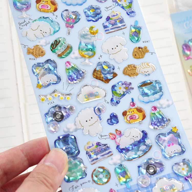 ボンボンシール ぷくぷくシール つやつや 7枚セット キラキラ ドロップシール ぷっ...