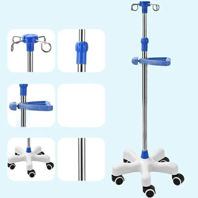 点滴スタンド 110～200cm 点滴スタンド 点滴棒 5つのキャスター付 伸縮 トレー付き 高さ調整 ガートル台 点滴台 イルリガートルスタンド フック付き ステンレス 5本脚 キャスター付き フック4本架け 点滴用 移動 持ち運び（注意：部品2回分けて発送必要） 3