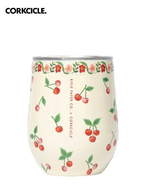 乐天商城 - CORKCICLE コークシクル Stemless - 12oz Rifle Paper - Cherries タンブラー 水筒 おしゃれ マイボトル 保冷 保温 軽量 ステンレスボトル おしゃれ アウトドア レジャー キャンプ グランピング