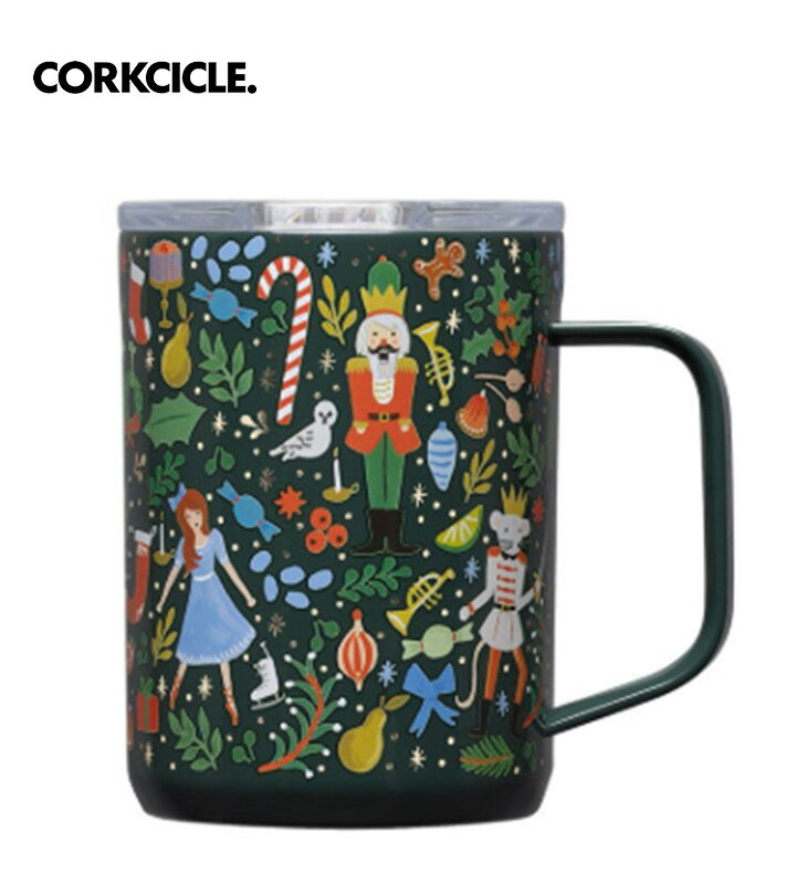 CORKCICLE コークシクル Mug - 16oz Rifle Paper - Nutcracker Green コップ 水筒 おしゃれ マイボトル 保冷 保温 軽量 ステンレスボトル おしゃれ アウトドア レジャー キャンプ グランピング