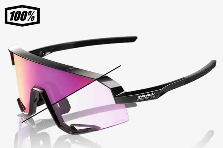 【送料無料】 ワンハンドレットパーセント 100％ SLENDALE® グロスブラック/パープルミラー調光レンズサングラス 1s60057-00013