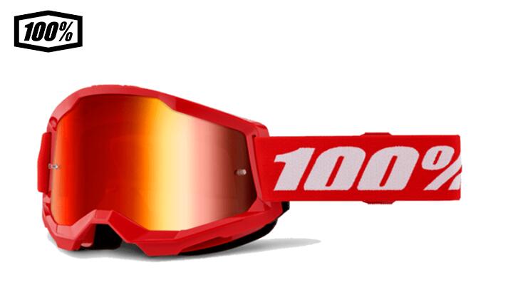 【送料無料】100％ ワンハンドレットパーセント　STRATA 2 モトクロス/MTB用ゴーグル レッド／ミラーレッドレンズ 1s50028-00018
