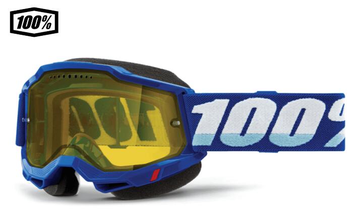 乐天商城 - 【送料無料】100％ ワンハンドレットパーセント　ACCURI 2®　モトクロス/スノーモービル用ゴーグル ブルー／イエローレンズ　1s50021-00002