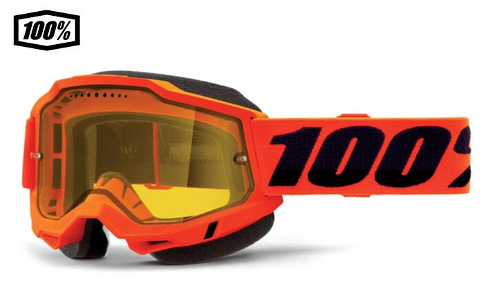 樂天商城 - 【送料無料】100％ ワンハンドレットパーセント　ACCURI 2®　モトクロス/スノーモービル用ゴーグル ネオンオレンジ／イエローレンズ　1s50021-00004