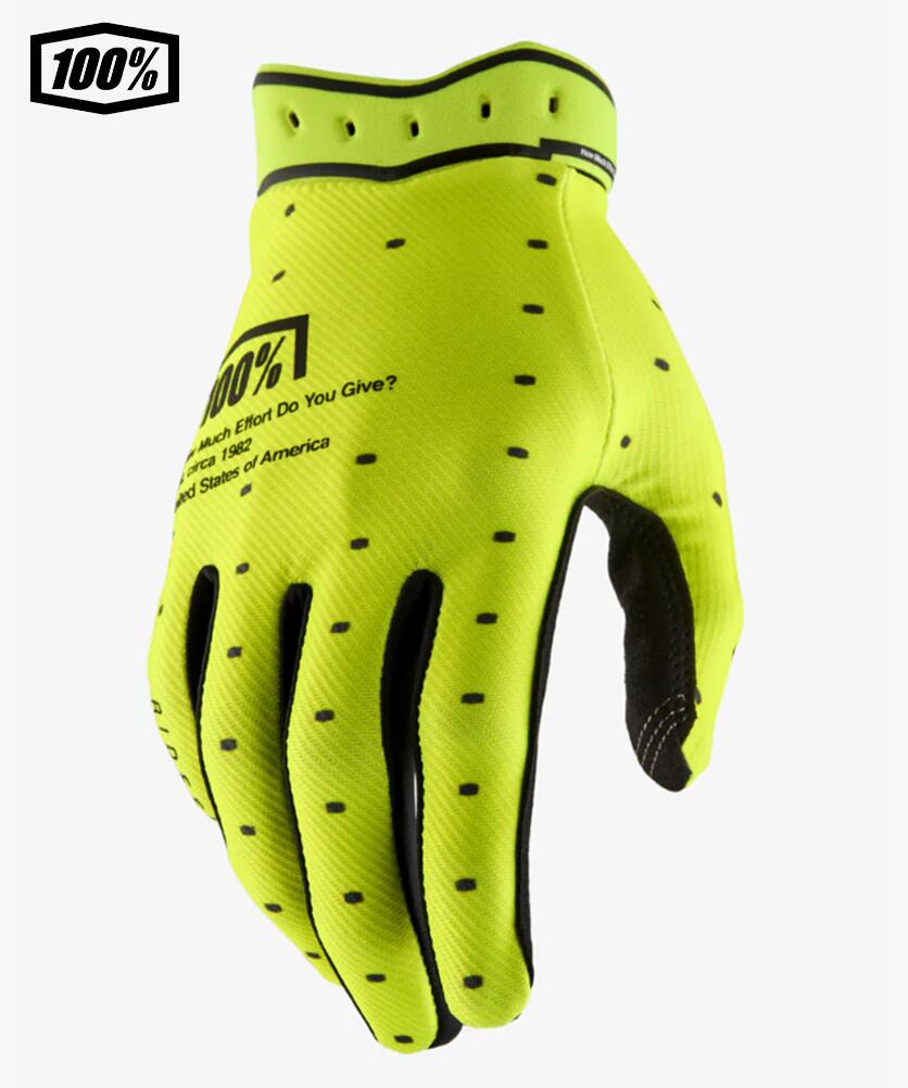 【送料無料】100％ ワンハンドレットパーセント RIDEFIT モトクロス／MTB用グローブ　Fluo Yellow　1s10046-00006