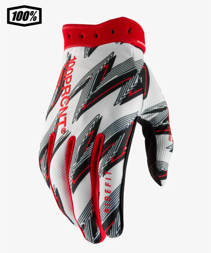 乐天商城 - 【送料無料】100％ ワンハンドレットパーセント RIDEFIT モトクロス／MTB用グローブ　White/Red　1s10046-00021