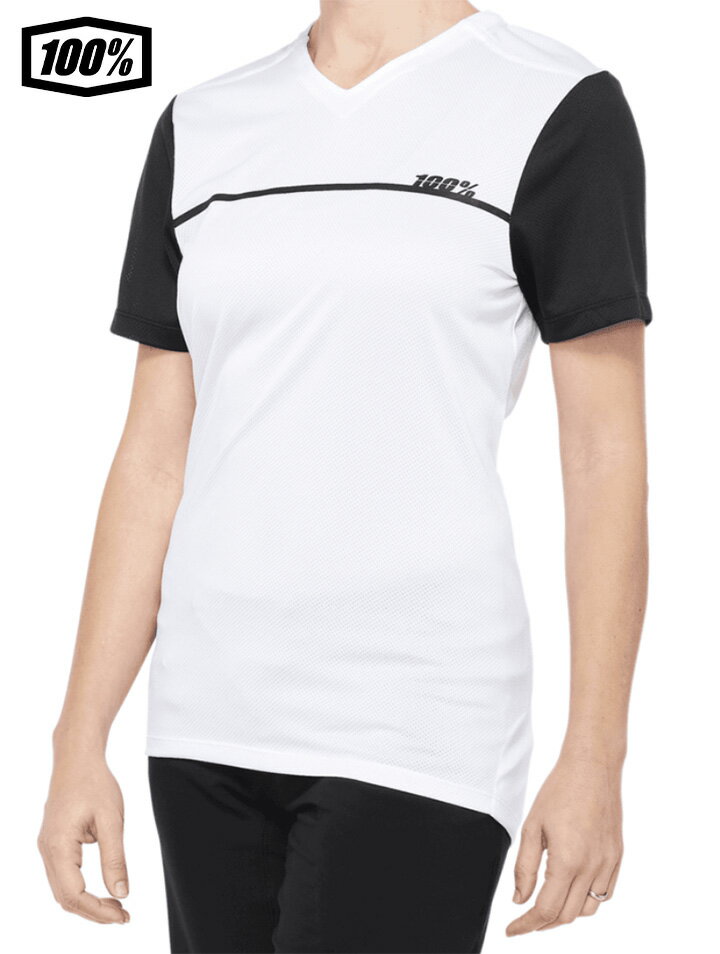 【送料無料】 【女性用】　100％　ワンハンドレットパーセント RIDECAMP Womens Short Sleeve Jersey　半袖 ジャージ　White/Black　1s40035-00008(4.0)