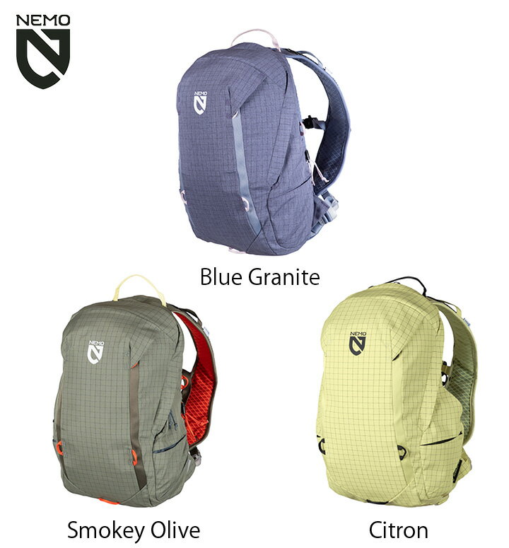 NEMO ニーモ_イクイップメント Resolve 15L Endless Promise Technical Active Daypack リゾルブ 15L エンドレスプロミス テクニカルアクティブデイパック Blue Granite ／Smokey Olive／ Citron キャンプ アウトドア ハイキング 登山 グランピング