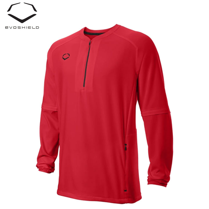 【ネコポス送料無料】【USA物】Evoshield エボシールド LONG SLEEVE BP JACKET 野球 練習着 ジャケット長袖 半袖 レッド 赤
