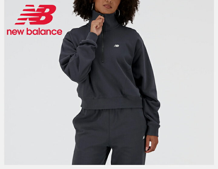 ニューバランス New Balance レディーストップス Athletics Remastered French Terry 1/4 Zip ブラックトップ 上着 防寒 キャンプ アウトドア 運動 スポーツ アクティビティウェア カジュアル