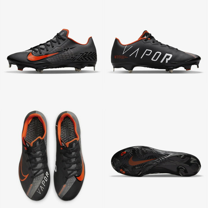 送料無料【日本未発売 】 ナイキ 野球 スパイク 大人用 金属 LUNAR VAPOR ULTRAFLY ELITE 4 Black/Orange 黒/オレンジ DA0701 003