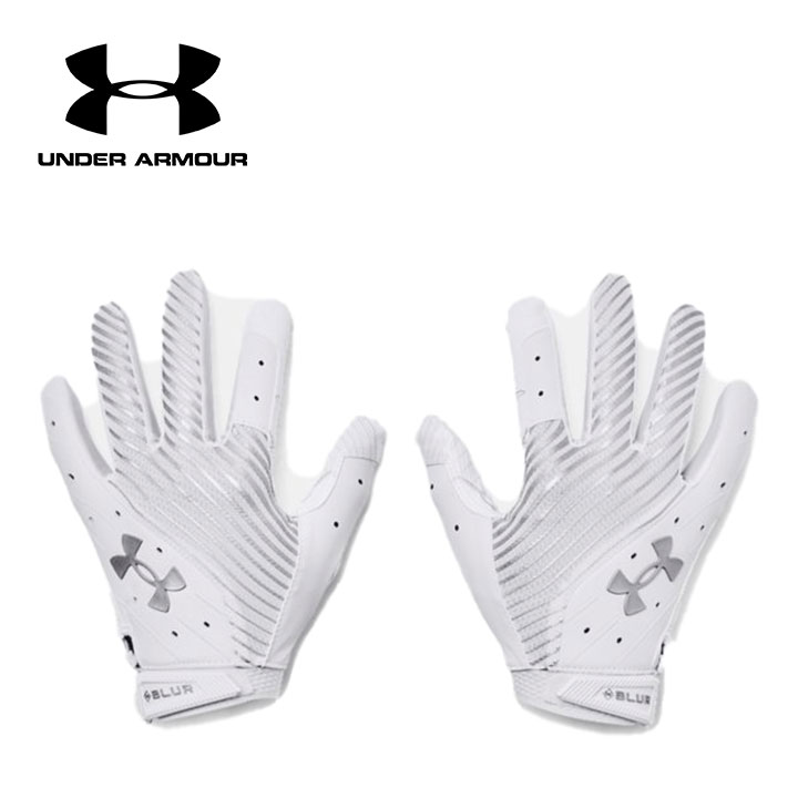 アンダーアーマー Under Armour アメリカンフットボール グローブ UA Blur Football Gloves アメフト ラグビー 野球 バッティング 手袋 両手用 メンズ ホワイト