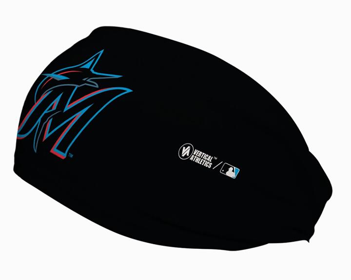アメリカ発 【ネコポス送料無料】 ヘッドバンド バーティカルアスリート Vertical athletics Miami Marlins マイアミ_マーリンズ Black Cap Logo MLB 選手愛用 野球 クールヘッドバンド