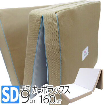 昭和西川 ムアツ布団 爽快四季 セミダブル 9×120×200cm 160NT(100NT) 3つ折 カーボラックス 敷き布団 マットレス