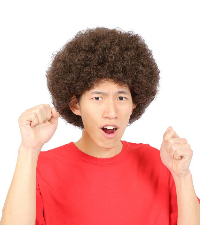 コスプレ かつら カツラ ウィッグ カツランド アフロ ブラウン 変装 衣装 コスチューム イベント パーティー 余興 変装 忘年会 新年会 歓送迎会 ☆