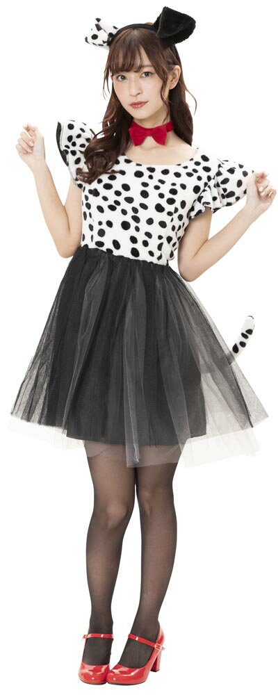 【ブラックフライデー】 ハロウィン コスプレ 《映え写真を撮ろう》 プティ ダルメシアン 犬 ドッグ ダルメシアン柄 チュール スカート コスプレ コスチューム...