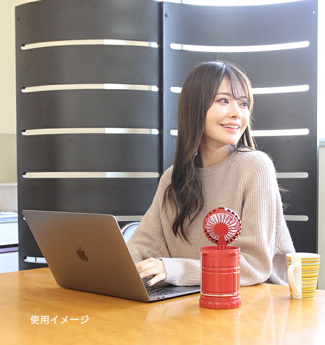 ランタン ハンディ ファン 首かけ 《スライド点灯》 卓上ファン 2in1 LEDライト ラ...