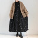 【新作】iCHi Antiquites(イチアンティークス)LINEN DOT DRESSリネンドットワンピース(BROWN)(GREEN)(BLACK)（全3色）レディース(F)ソノリテ（sonorite)　シャツワンピース　ナチュラル　リネンワンピース　ドットワンピース　ナチュラン　羽織り　春　夏　秋　冬　900605 2