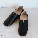 MOHI（モヒ）スクエアトゥVカットフラットシューズ/スリッポン/バブーシュ(全1色)(35)(36)(37)(38)(39)(レディース)ソノリテ（sonorite) カジュアル　レザーシューズ　サンダル　1900971 ブラック　黒　レザー　ラバー歩きやすい　おしゃれ　ローヒール