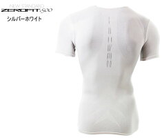 ゼロフィット(ZEROFIT)500モックネック・ショートスリーブ半袖アンダーウェア・ZUL12ブラックシルバー・シルバーホワイトオールシーズン対応タイプ