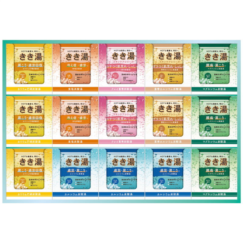 　ギフトサービスについて温泉科学のツブが効く。ブリケット剤型に温泉由来の有効成分を凝縮配合。日々、疲労のたまっているすべての現代人のために温泉化学プロジェクトから開発された「きき湯」の入浴ギフトセットです。■商品名:きき湯オリジナルギフトセット KKY-50D■商品説明:30gきき湯(マグネシウム炭酸湯・カリウム芒硝炭酸湯各8個・クレイ重曹炭酸湯・食塩炭酸湯・重曹カルシウム炭酸湯・カルシウム炭酸湯各6個)・[日本製]■箱サイズ:47.6×32.7×3.3cm・100サイズ・1790g■型番:KKY-50D■JANコード:4904740530291商品特徴一覧熨斗・ラッピング無料対応、【総合ギフト[ギフトカタログ 2026] → 洗剤・石けん → 入浴剤 → 入浴剤】、【日用品雑貨・文房具・手芸 → バス用品 → 入浴剤】、[000734]、2026年、令和8年、ギフト、贈り物、内祝い、プレゼント、お返し、4904740530291、通信販売、通販、販売、買う、購入、お店、売っている、ショッピング▼関連商品はこちら。きき湯オリジナルギフトセット KKY-10D (KKY-10D)きき湯オリジナルギフトセット KKY-15D (KKY-15D)きき湯オリジナルギフトセット KKY-20D (KKY-20D)きき湯オリジナルギフトセット KKY-30D (KKY-30D)熨斗・ラッピング無料対応【きき湯オリジナルギフトセット KKY-50D (KKY-50D)】広告文責(有)イースクエアTEL:0120-532-772温泉科学のツブが効く。ブリケット剤型に温泉由来の有効成分を凝縮配合。日々、疲労のたまっているすべての現代人のために温泉化学プロジェクトから開発された「きき湯」の入浴ギフトセットです。■商品名:きき湯オリジナルギフトセット KKY-50D■商品説明:30gきき湯(マグネシウム炭酸湯・カリウム芒硝炭酸湯各8個・クレイ重曹炭酸湯・食塩炭酸湯・重曹カルシウム炭酸湯・カルシウム炭酸湯各6個)・[日本製]■箱サイズ:47.6×32.7×3.3cm・100サイズ・1790g■型番:KKY-50D■JANコード:4904740530291※お客さま都合による、ご注文後の[キャンセル][変更][返品][交換]はお受けできませんのでご注意下さいませ。※当店では、すべての商品で在庫を持っておりません。記載の納期を必ずご確認ください。※ご注文いただいた場合でもメーカーの[在庫切れ][欠品][廃盤]などの理由で、[記載の納期より発送が遅れる][発送できない]場合がございます。その際は、当店よりご連絡させていただきます。あらかじめご了承ください。※リニューアル等により パッケージ、仕様、セット内容 が変更になる場合がございます。予めご了承下さい。こちらの商品は【お取り寄せ(7〜10営業日以内に発送予定)】となります。あらかじめご了承くださいませ。