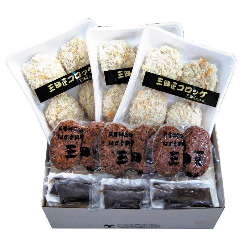 国産野菜(じゃがいも・たまねぎ)、黒毛和牛を使用したサクサク衣のコロッケと、国産肉(牛肉・豚肉)・国産玉葱を使用し、肉の旨味を引き出すため調味料、香辛料などは控えめにし、あくまで素材の旨味を大切にしたハンバーグのセットです。自慢の特製デミグラスソースと共にお召し上がりください。■商品名:コロッケ・ハンバーグセット■商品説明:三田屋コロッケ(70g×4)×3、ハンバーグ(90g×2)×3、デミグラスソース(30g×2)×3■箱サイズ:25×33×12cm・約1900g■型番:KH-7■JANコード:4920116008522■製造生産地:兵庫県(加工地)■賞味期限:冷凍90日■アレルゲン7品目:小麦・卵・乳成分・牛肉・豚肉・大豆■重さ:約1900g商品特徴一覧2026年 産直ギフト、【産地直送・お取り寄せグルメ → フード → 和惣菜】、【食品 → 惣菜・食材 → 和風惣菜 → その他】、apide、アピデ、[2025stb]、2026年、令和8年、春夏、御中元、お中元、暑中見舞い、暑中お見舞い、暑中御見舞い、残暑見舞い、残暑お見舞い、残暑御見舞い、お歳暮、御歳暮、お年賀、御年賀、ギフト、内祝い、プレゼント、お返し、お祝い、ギフト、贈り物、のし、ラッピング、4920116008522、通信販売、通販、販売、買う、購入、お店、売っている、ショッピング2026年 産直ギフト【三田屋総本家 コロッケ・ハンバーグセット (KH-7)】広告文責(有)イースクエアTEL:0120-532-772国産野菜(じゃがいも・たまねぎ)、黒毛和牛を使用したサクサク衣のコロッケと、国産肉(牛肉・豚肉)・国産玉葱を使用し、肉の旨味を引き出すため調味料、香辛料などは控えめにし、あくまで素材の旨味を大切にしたハンバーグのセットです。自慢の特製デミグラスソースと共にお召し上がりください。■商品名:コロッケ・ハンバーグセット■商品説明:三田屋コロッケ(70g×4)×3、ハンバーグ(90g×2)×3、デミグラスソース(30g×2)×3■箱サイズ:25×33×12cm・約1900g■型番:KH-7■JANコード:4920116008522■製造生産地:兵庫県(加工地)■賞味期限:冷凍90日■アレルゲン7品目:小麦・卵・乳成分・牛肉・豚肉・大豆■重さ:約1900g※お客さま都合による、ご注文後の[キャンセル][変更][返品][交換]はお受けできませんのでご注意下さいませ。※当店では、すべての商品で在庫を持っておりません。記載の納期を必ずご確認ください。※ご注文いただいた場合でもメーカーの[在庫切れ][欠品][廃盤]などの理由で、[記載の納期より発送が遅れる][発送できない]場合がございます。その際は、当店よりご連絡させていただきます。あらかじめご了承ください。※こちらの商品は【代金引換】でのご注文をお受けできません。※こちらの商品は【他商品との同梱】ができません。※こちらの商品はメーカー直送のため、【他商品との同梱】【代金引換でのご注文】はお受けできません。※こちらの商品はメーカー直送のため、北海道・沖縄・離島 への配送はお受けできません。※リニューアル等により パッケージ、仕様、セット内容 が変更になる場合がございます。予めご了承下さい。こちらの商品は【お取り寄せ(7〜10営業日以内に発送予定)】となります。あらかじめご了承くださいませ。