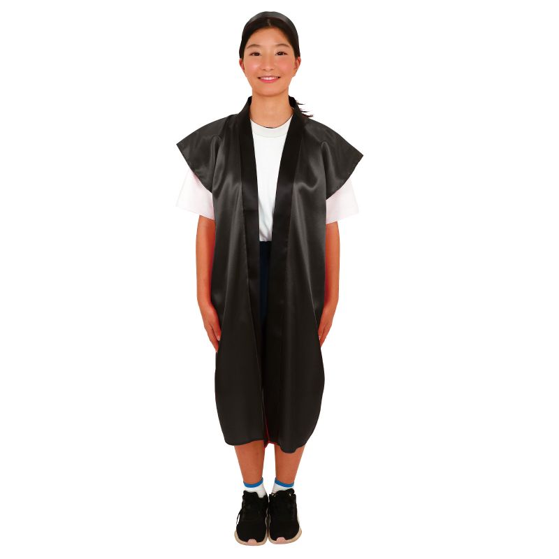 アーテック ソフトサテンロングハッピ(ハチマキ付) 黒 M (019150)