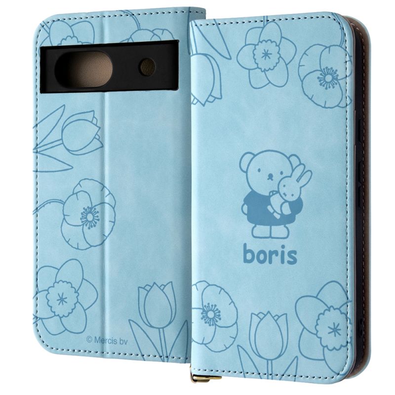 Google Pixel 8a / ミッフィー / 手帳型レザーケース Raffine / ボリス_ブルーフラワー [キャンセル・変更・返品不可]