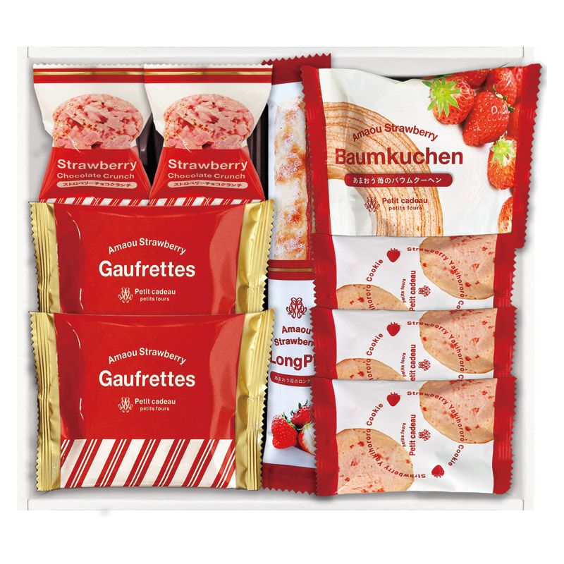 　ギフトサービスについて国産小麦粉とあまおう苺濃縮果汁を使用し、苺の風味と味わいを生かして一層一層丁寧に焼き上げたバウムクーヘンなどのお菓子をセットしたギフトをお届けします■商品名:あまおう苺バウムクーヘン&amp;プチガトー ギフトボック...