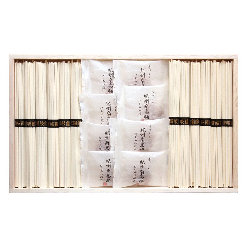 紀州南高梅・讃岐うどん詰合せ(木箱入) (RUU-250)
