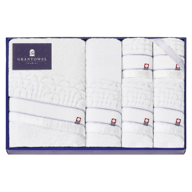 　ギフトサービスについてホテルのような贅沢感を日常に。やわらかな甘撚り糸を使用することで、思わずほおずりしたくなる質感とボリュームに仕上げました。連なるアーチにさりげなく織り込んだ光沢糸や、繊細かつ格調高い印象を与える銀糸と藤色のライン。肌触りだけでなく、見た目にも豪華さを感じていただけるこだわりが光ります。白く輝き、ふんわりと包み込む、今治の美しく心地良いタオルをお届けします。■商品名:グランタオル今治 ホテルタイプタオルセット■材質:綿100%(一部スリット糸使用)■セット内容:セット内容/ホテルタイプフェイスタオル(34×75cm)×3、ホテルタイプハンドタオル(34×33cm)×2、ホテルタイプバスタオル(60×110cm)×1■箱サイズ:28×43×5cm■原産国:日本■品番:IGT71000■のし:大杉■JANコード:4582210212269商品特徴一覧熨斗・ラッピング無料対応、【多用途ギフト[パーソナルギフト 2026] → ご予算別セレクション → 定価10、000円(税別)前後 → ファブリック】、[B2]、2025年、令和7年、ギフト、贈り物、内祝い、プレゼント、お返し、4582210212269、通信販売、通販、販売、買う、購入、お店、売っている、ショッピング熨斗・ラッピング無料対応【グランタオル今治 ホテルタイプタオルセット (IGT71000)】広告文責(有)イースクエアTEL:0120-532-772ホテルのような贅沢感を日常に。やわらかな甘撚り糸を使用することで、思わずほおずりしたくなる質感とボリュームに仕上げました。連なるアーチにさりげなく織り込んだ光沢糸や、繊細かつ格調高い印象を与える銀糸と藤色のライン。肌触りだけでなく、見た目にも豪華さを感じていただけるこだわりが光ります。白く輝き、ふんわりと包み込む、今治の美しく心地良いタオルをお届けします。■商品名:グランタオル今治 ホテルタイプタオルセット■材質:綿100%(一部スリット糸使用)■セット内容:セット内容/ホテルタイプフェイスタオル(34×75cm)×3、ホテルタイプハンドタオル(34×33cm)×2、ホテルタイプバスタオル(60×110cm)×1■箱サイズ:28×43×5cm■原産国:日本■品番:IGT71000■のし:大杉■JANコード:4582210212269※お客さま都合による、ご注文後の[キャンセル][変更][返品][交換]はお受けできませんのでご注意下さいませ。※当店では、すべての商品で在庫を持っておりません。記載の納期を必ずご確認ください。※ご注文いただいた場合でもメーカーの[在庫切れ][欠品][廃盤]などの理由で、[記載の納期より発送が遅れる][発送できない]場合がございます。その際は、当店よりご連絡させていただきます。あらかじめご了承ください。※リニューアル等により パッケージ、仕様、セット内容 が変更になる場合がございます。予めご了承下さい。こちらの商品は【お取り寄せ(5〜7営業日以内に発送予定)】となります。あらかじめご了承くださいませ。