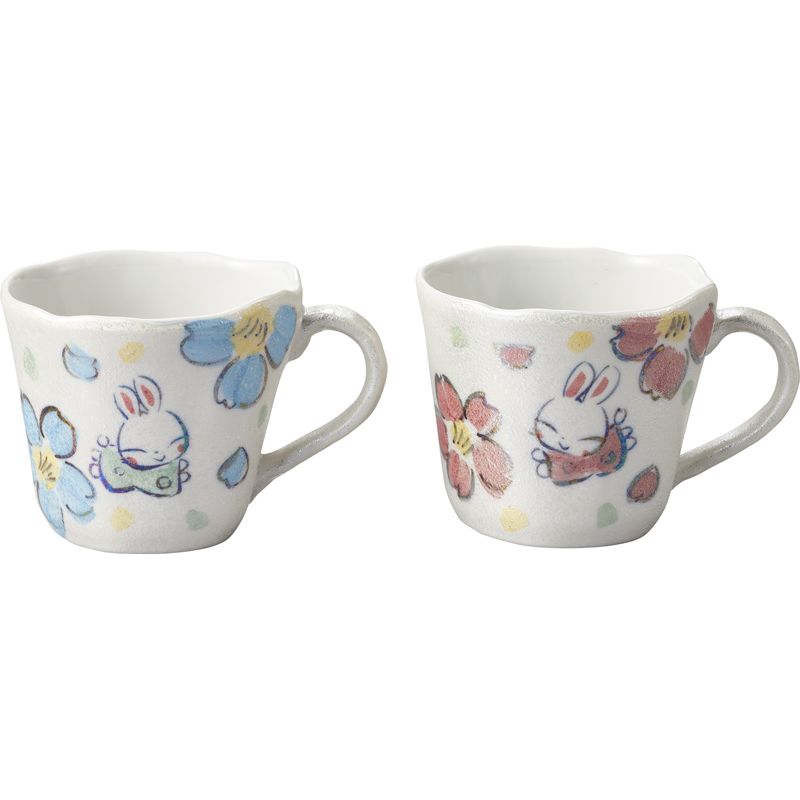夕立窯 うさぎパール マグカップペア (YK609) [キャンセル・変更・返品不可]のサムネイル