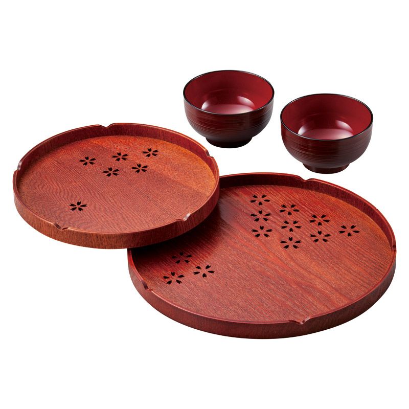 丸盆 桜 入子 レンジ椀2客付 (4460)(3.0)