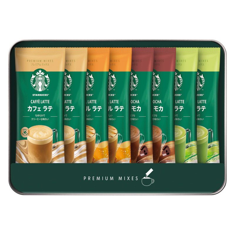 　ギフトサービスについて4種類のラテをおしゃれに贈りたいときに。スターバックスの味わいをご自宅で簡単に楽しめるプレミアムミックスが入ったギフト。■メーカー:スターバックス■商品名:プレミアムミックスギフト■セット内容:抹茶ラテ(24g)・キャラメルラテ(23g)・カフェモカ(22g)・カフェラテ(18g)×各2■箱サイズ:16.3×22.6×3.2cm■賞味期限:常温1年■アレルゲン:乳■品番:SBP-20B■のし:B5■JANコード:4902201441216■本体重量:0.4kg商品特徴一覧2026年 贈りもの・お返しものギフト、【総合ギフト[ザ・コレクション 2026] → フード → コーヒー】、【水・ソフトドリンク → コーヒー → インスタントコーヒー】、[C6]、2025年、令和8年、ギフト、贈り物、内祝い、プレゼント、お返し、4902201441216、通信販売、通販、販売、買う、購入、お店、売っている、ショッピング▼関連商品はこちら。スターバックス コーヒーアソートギフト (SBE-10B)スターバックス プレミアムミックスギフト (SBP-10B)スターバックス プレミアムミックスギフト (SBP-30B)スターバックス プレミアムミックスギフト (SBP-50B)スターバックス カフェモーメントギフト (SBM-20B)スターバックス カフェモーメントギフト (SBM-35B)2026年 贈りもの・お返しものギフト【スターバックス プレミアムミックスギフト (SBP-20B)】広告文責(有)イースクエアTEL:0120-532-7724種類のラテをおしゃれに贈りたいときに。スターバックスの味わいをご自宅で簡単に楽しめるプレミアムミックスが入ったギフト。■メーカー:スターバックス■商品名:プレミアムミックスギフト■セット内容:抹茶ラテ(24g)・キャラメルラテ(23g)・カフェモカ(22g)・カフェラテ(18g)×各2■箱サイズ:16.3×22.6×3.2cm■賞味期限:常温1年■アレルゲン:乳■品番:SBP-20B■のし:B5■JANコード:4902201441216■本体重量:0.4kg※お客さま都合による、ご注文後の[キャンセル][変更][返品][交換]はお受けできませんのでご注意下さいませ。※当店では、すべての商品で在庫を持っておりません。記載の納期を必ずご確認ください。※ご注文いただいた場合でもメーカーの[在庫切れ][欠品][廃盤]などの理由で、[記載の納期より発送が遅れる][発送できない]場合がございます。その際は、当店よりご連絡させていただきます。あらかじめご了承ください。※リニューアル等により パッケージ、仕様、セット内容 が変更になる場合がございます。予めご了承下さい。こちらの商品は【お取り寄せ(5〜7営業日以内に発送予定)】となります。あらかじめご了承くださいませ。